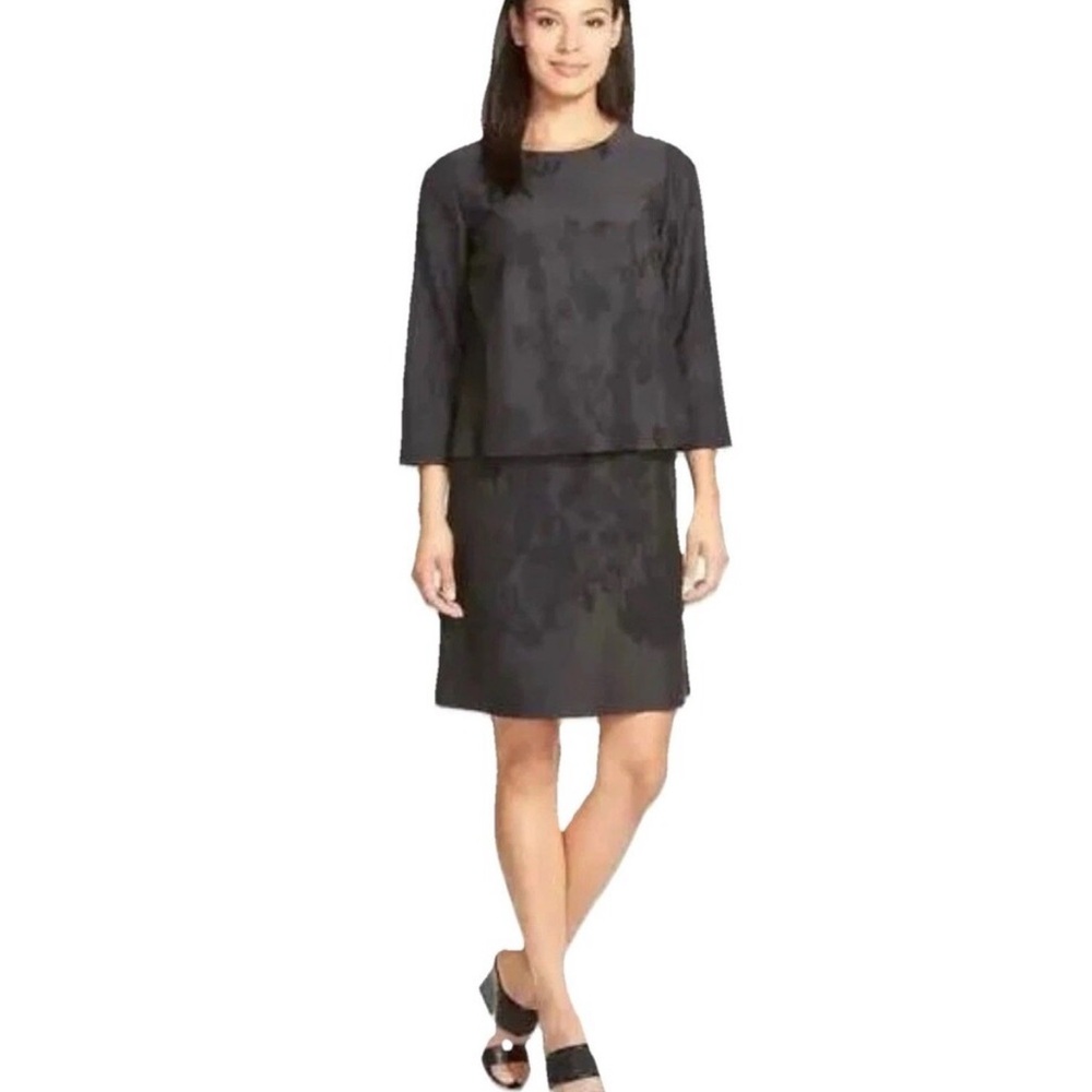 Lafayette 148 Black Floral Jacquard Dress 2